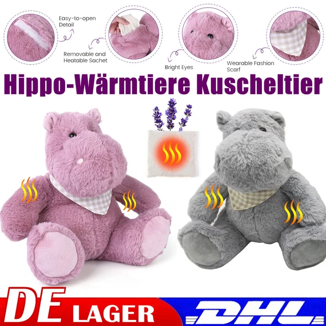 Wärmtiere Kuscheltier Körnerkissen Wärmflasche Mikrowelle & Ofen Lavendel Hippo
