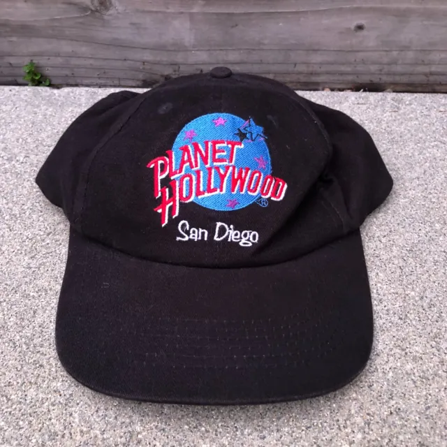 Vintage 90s PLANET HOLLYWOOD San Diego Snapback Hat Black Cap Retro