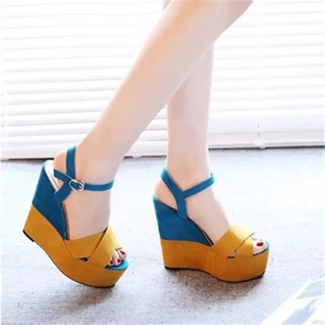 Womens Summer Peep Toe Slingback Sandals Platform Wedges High Heels Party Shoes