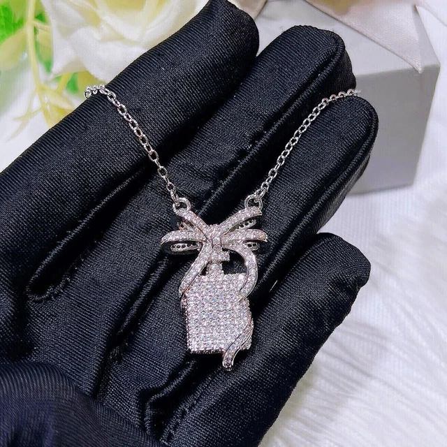2 Ct Round Cut Real Moissanite Women's Pendant 14K Yellow Gold Plated Free Chain