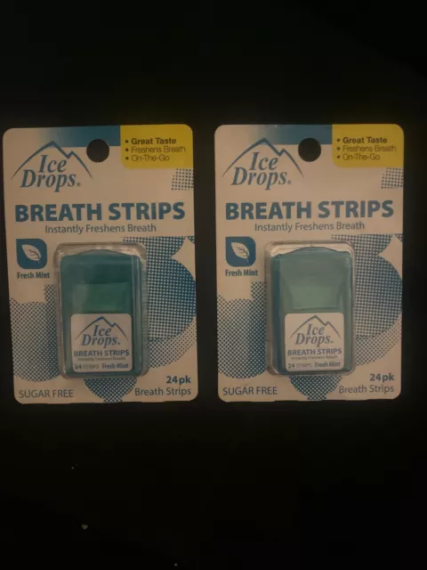 2x Ice drops breath strips Fresh Mint Zuckerfrei 2x 24 Stück Neu OVP