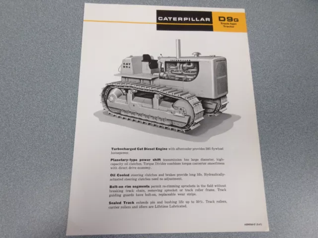 Caterpillar  D9G Crawler Tractor Sales Sheet   1967