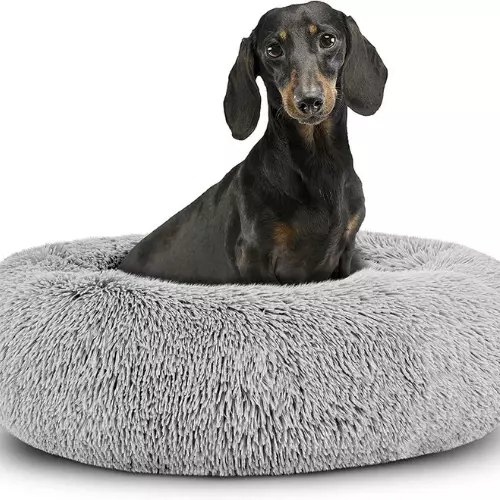 Dog Bed Donut Soft Round Plush Cat Beds For Calming Pet Anti Anxiety Washable