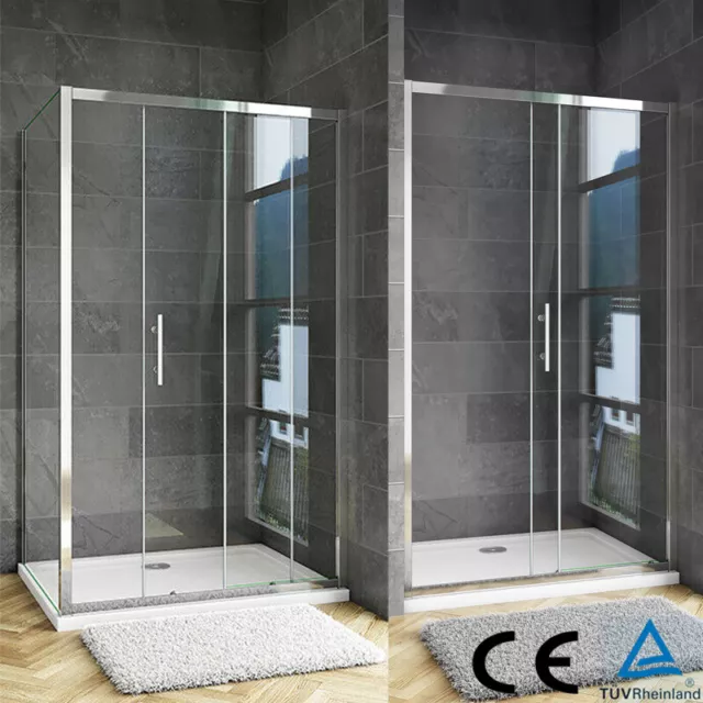 Sliding Shower Enclosure Door Stone Tray AICA Glass Screen Walk In Cubicle Waste