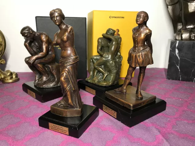 4 Bronze Figuren Degas Rodin Venus Milo Skulptur Atlas Der Kuss Denker Tänzerin