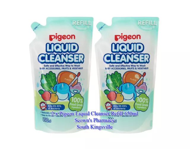 2 x Pigeon Liquid Cleanser Refill 100% Food Grade Ingredients 650ml