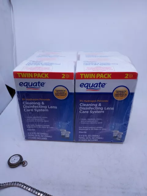 6 PK OF 2/12-OZ Equate Contact Lens Solution Cleaning & Disinfecting Care System