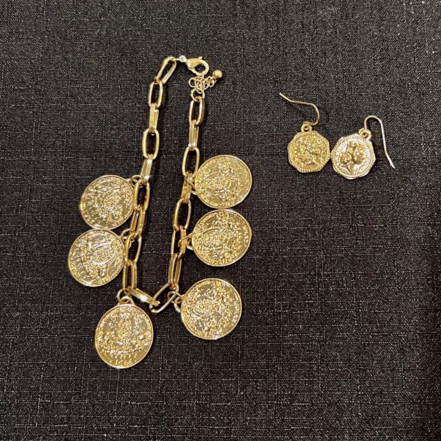 Jewelry Set, Coin Style Bracelet & Earrings