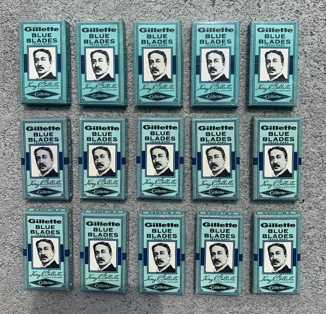VINTAGE Gillette Safety Razor Blue Blades Lot SEALED 15 Packs!