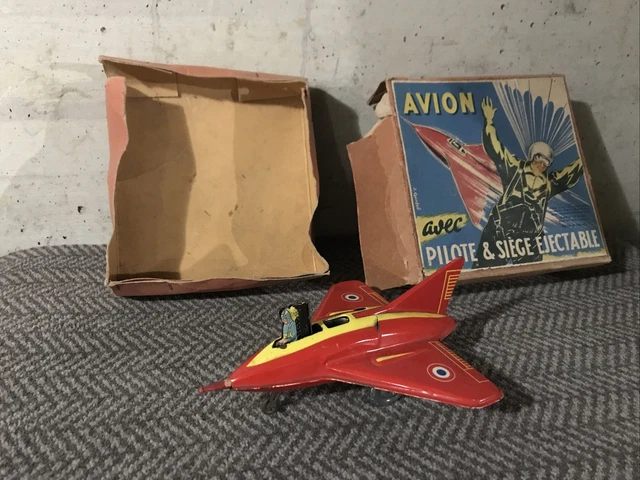 T2495__ JOUSTRA JOUET Ancien - Aeroport Avec Avion Looping Mecanique En Tole EUR 80,00 - FR