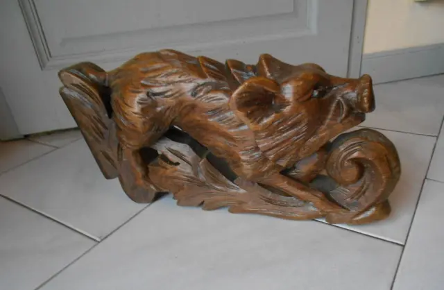 vintage French Black Forest Carved wood  Sculpture Wild Boar Pediment