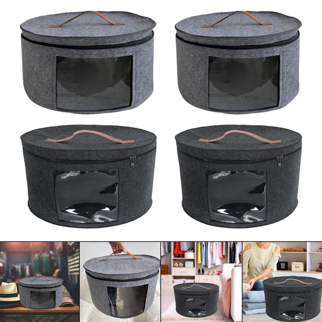 Boîte de rangement de chapeau en feutre avec couvercle, bac de rangement de