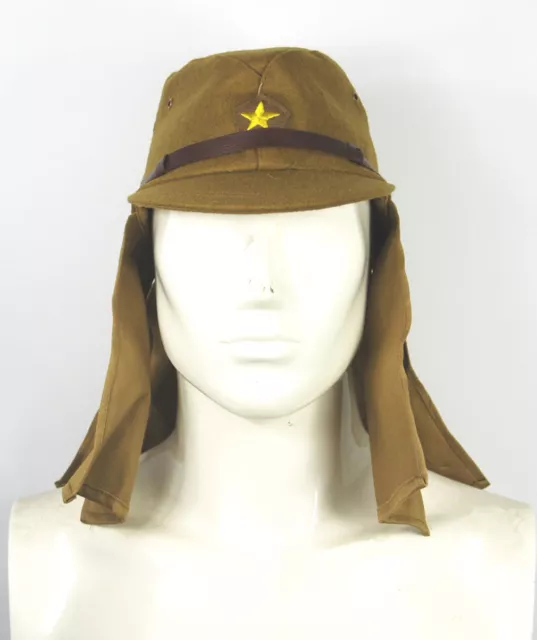 WWII Ww2 Japanese Army Soldier Field Wool Cap Hat with Havelock Neck Flap- XL
