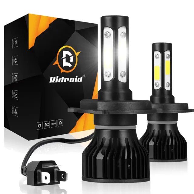 RIDROID 9003 H4 LED Headlight Kit High Low Beam 6000K White Light Bulbs