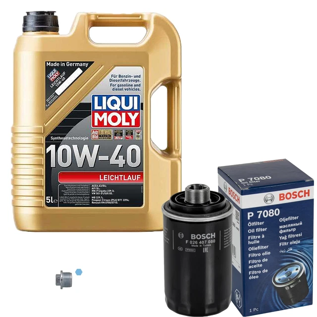 Filtro olio Bosch 5L Liqui Moly funzionamento leggero 10W-40 per Audi A3 Sportback 2.0 TFSI