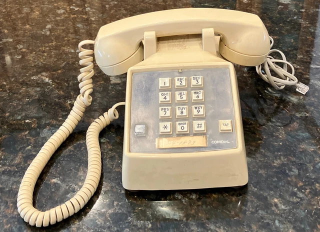 Vintage Comdial Tan Push Button Desk Telephone Tested and in Working Condition