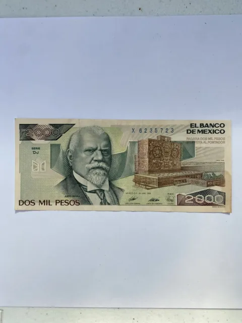 1989 Mexico 2000 Pesos Bank Note