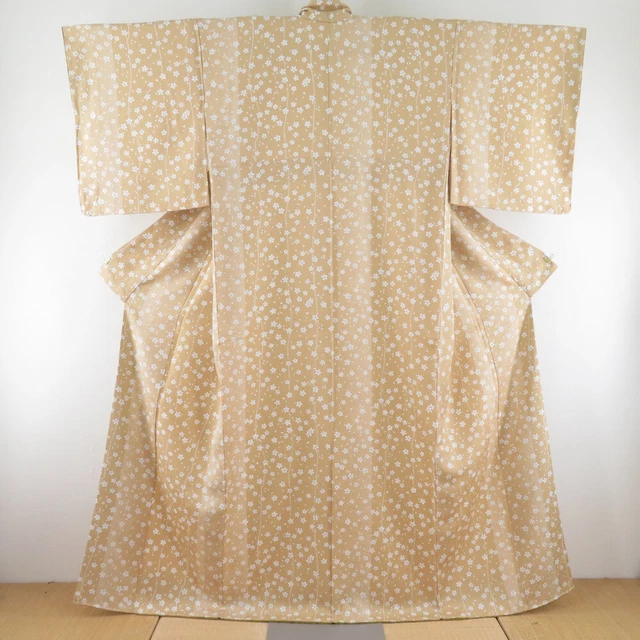 Komon kimono Silk Small plum pattern Light brown 65.0inch Women's
