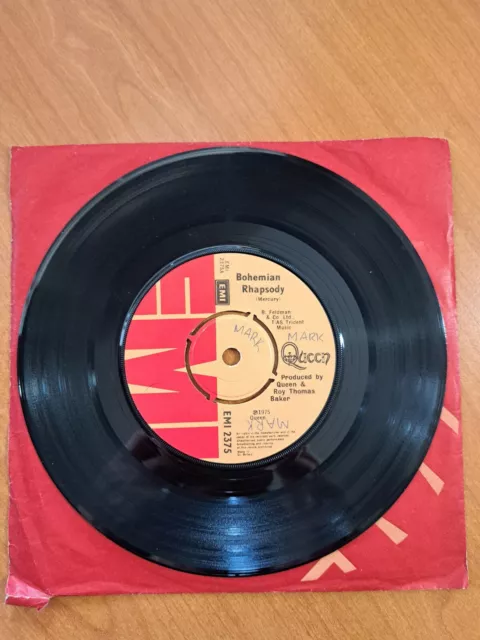 Queen - Bohemian Rhapsody 7" vinyl single on EMI from 1975 in VGC