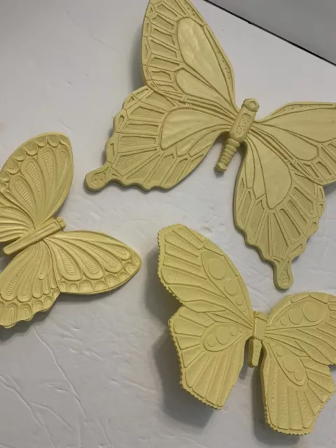 SYROCO Vintage Yellow Butterfly set of 3 Vintage USA MCM Wall Hanging  Decor