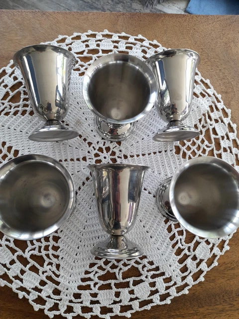 Coupes à glace sur pied avec coupelles, lot de 6, vintage , en inox