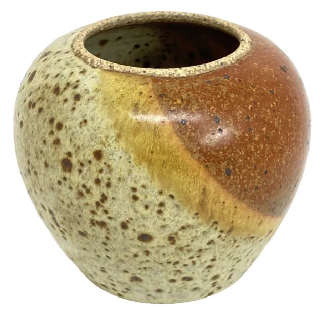 Handmade Studio Pottery Mini Small Stoneware Bud Vase Signed McCready Speckled