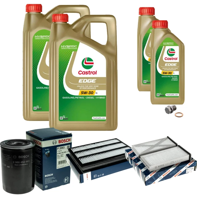 Komplettes Inspektionspaket Mit Castrol EDGE 5W-30 LL - Ölfilter, Luftfilter & Kraftstofffilter Set