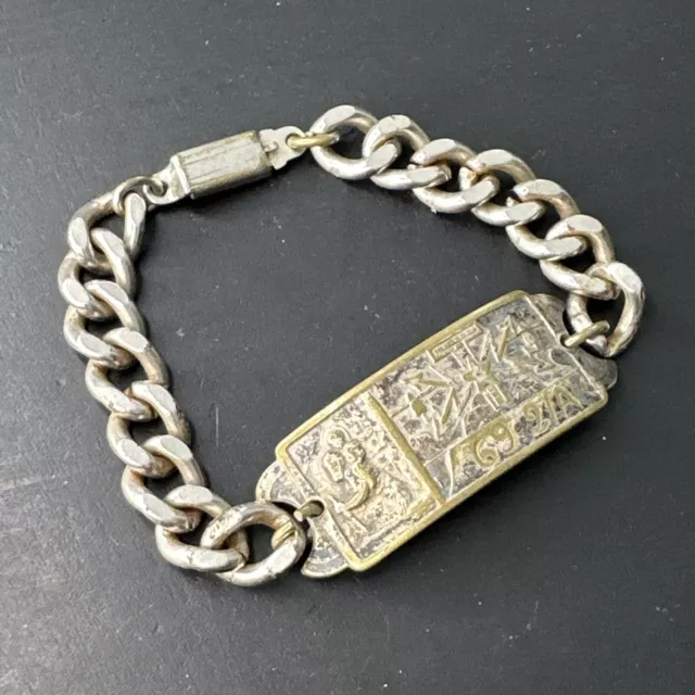 Ancien Bracelet Anneaux Metal Argenter Créateur Artisanal Art Nouveau Egypte