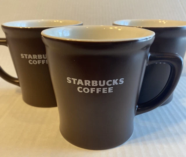 (3) Chocolate Brown Starbucks Coffee Mugs Cups Hot Drink Tea Heavy Large