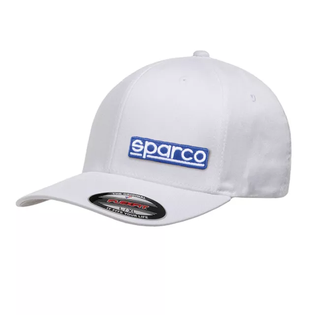 Sparco Flexfit Cap - Large/XL, White (Baseball Cap Hat, Motorsport, Flat Peak)