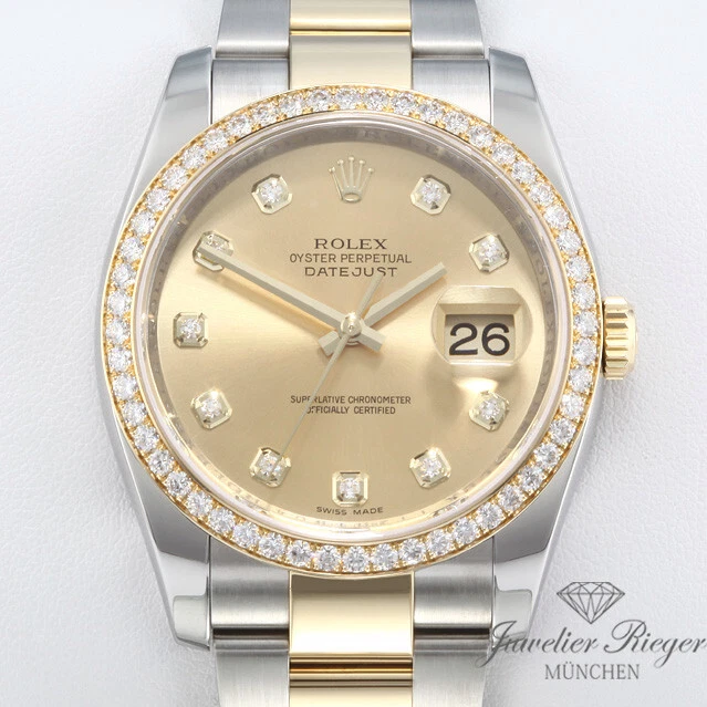 Rolex Datejust 36 mm 116243 2010 Stahl Gelbgold 750 Diamanten Automatik Gold Rolex Datejust 36 mm 116243 2010 Stahl Gelbgold 750 Diamanten Automatik Gold