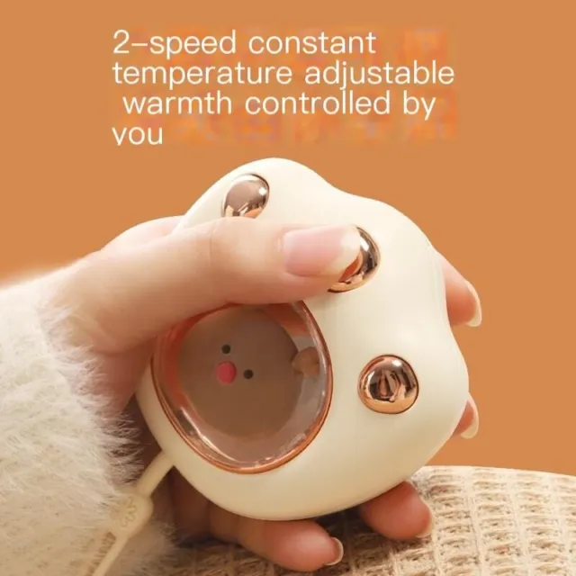 Cute Cartoon USB Rechargeable Hand Warmer - Portable Cat Paw Design 3