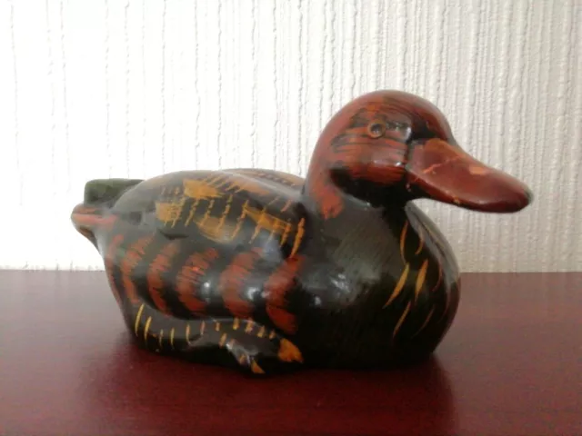 Vintage Glazed Ceramic Farmhouse Brown Duck Painted Ornament Home Decor