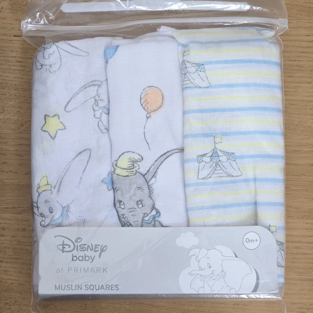 PRIMARK DISNEY DUMBO Baby Muslin Squares Pack Cloths Cotton Baby