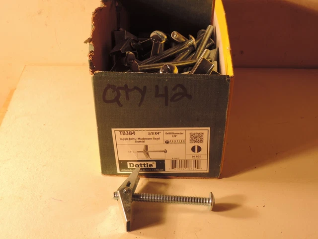 Toggle Bolts 3/8" X 4 " Dottie Cat# Tb384 Qty: 42