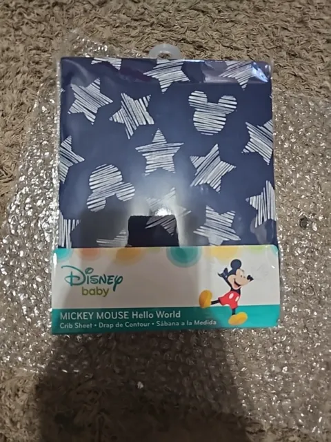 Mickey Mouse: Hello World Fitted Crib Sheet by Disney Baby Packaging Shows Wear