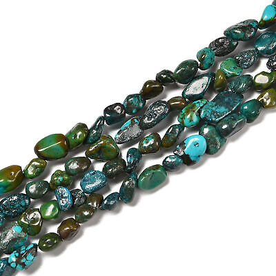TURQUOISE GEMSTONE NUGGET in silver 4 strand charm necklace