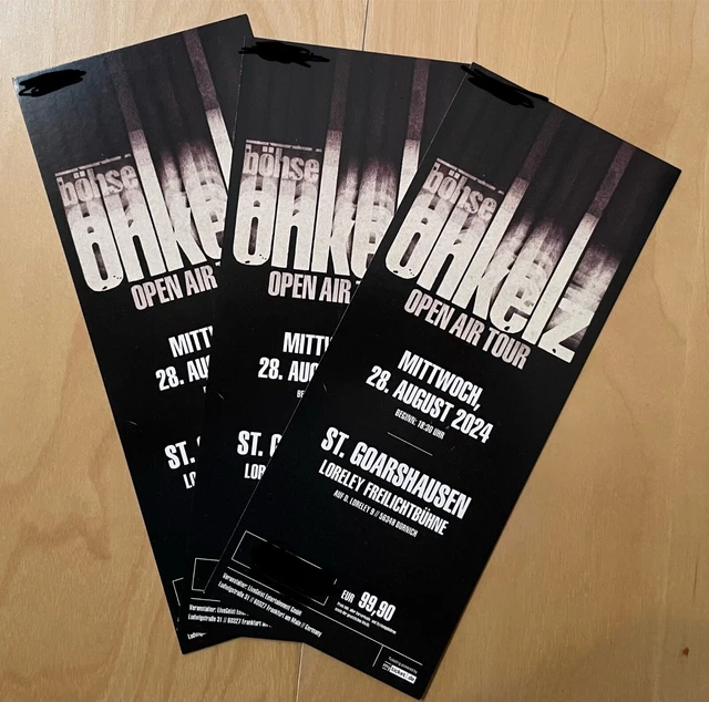 BÖHSE ONKELZ 3 drei Karten St. Goarshausen Loreley Mi. 28.08.24 Front