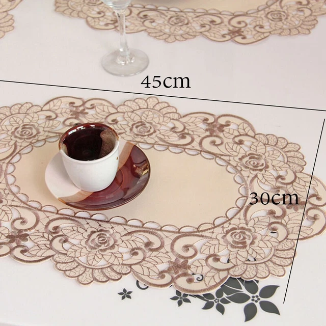 White Vintage Embroidered Lace Tablecloth Square Table Cloth Cover Topper Doily