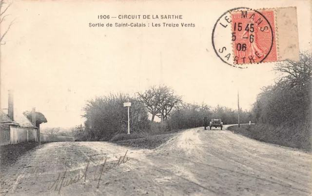 Postal Automovilismo Circuito de La Sarthe Las Treize Ventilación 1908 Le Mans