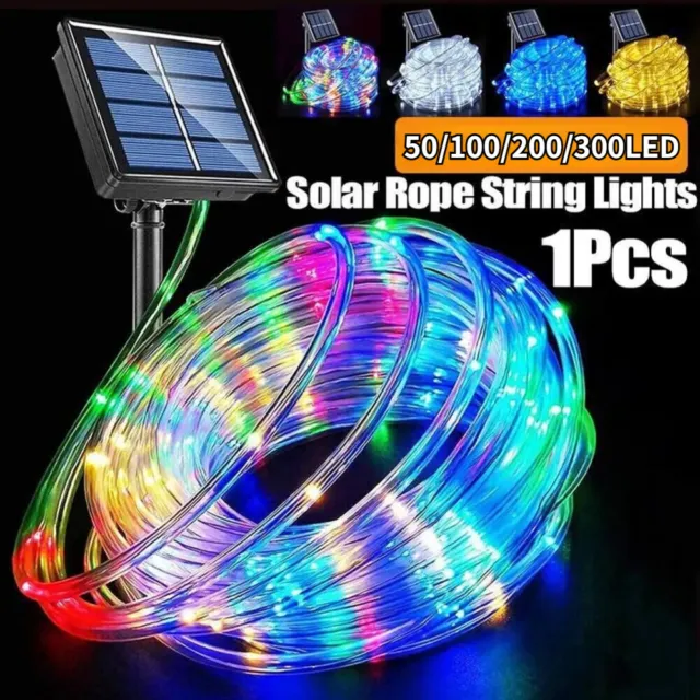 Solar LED Powered Fairy String Rope Strip Lights Waterproof Outdoor Garden Patio