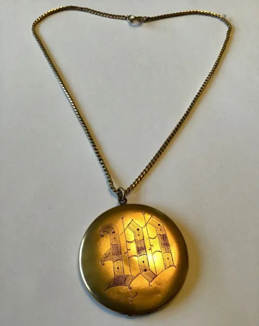 Vintage Art Deco Gold Filled Locket Pendant Necklace 5Y