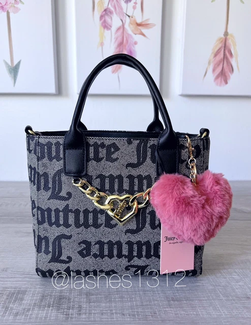 JUICY COUTURE Purse Change of Heart Mini Tote Bag - Black Beige Logo