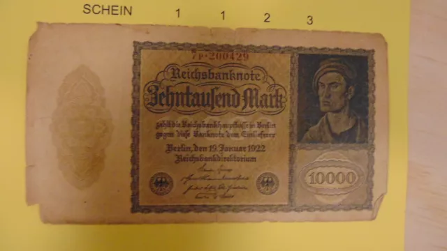 23/1123) Reichsbanknote 10 000 Zehntausend Mark 19.01.1922 Berlin