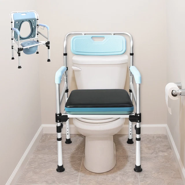 Silla de inodoro silla de ducha ayuda de inodoro respaldo altura ajustable 200 kg