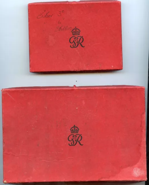 2 Boxes For The 1937 Uk  Proof Set Of Coins. 4 Coin Gold Set & 15 Coin Set