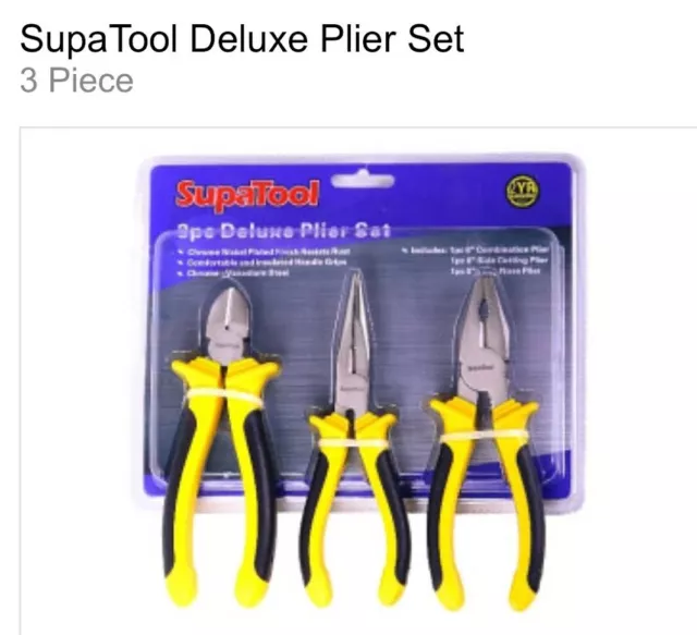 Deluxe Plier Set 3 Piece pliers , long nose pliers and snips