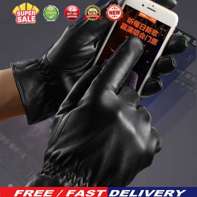 Electric Heating Glove Touch Screen Electric Thermal Gloves PU Leather Men Women