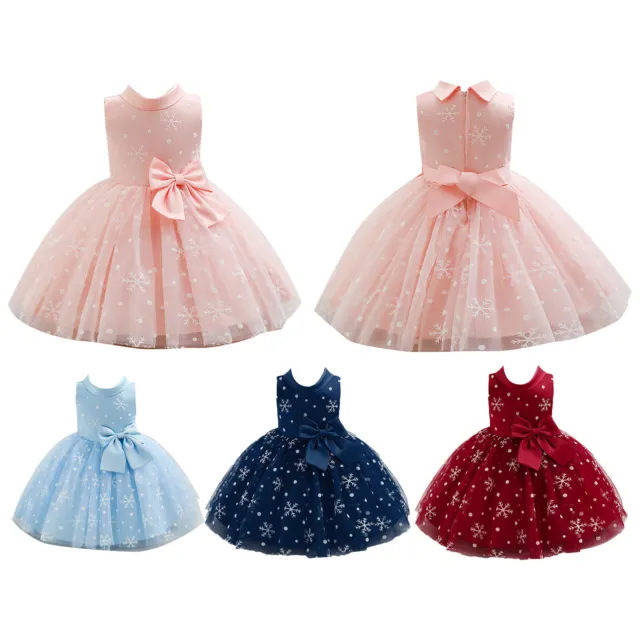 Flower Girls Dresses Princess Snowflake Tulle Dress Christmas Party Ball Gown