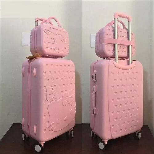 Pink Hello Kitty Luggage Suitcase Travel Rolls Set Trolley Handle Children Teen